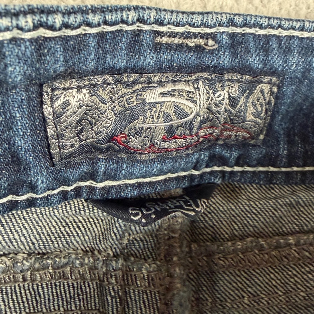 Silver Jeans Co Suki Surplus Mid Rise Bootcut Distressed Bling Denim Jeans Sz 20 - Picture 2 of 10